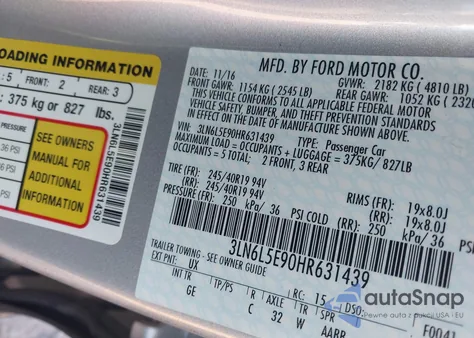 2017 Lincoln Mkz Reserve from USA, damaged, VIN 3LN6L5E90HR631439